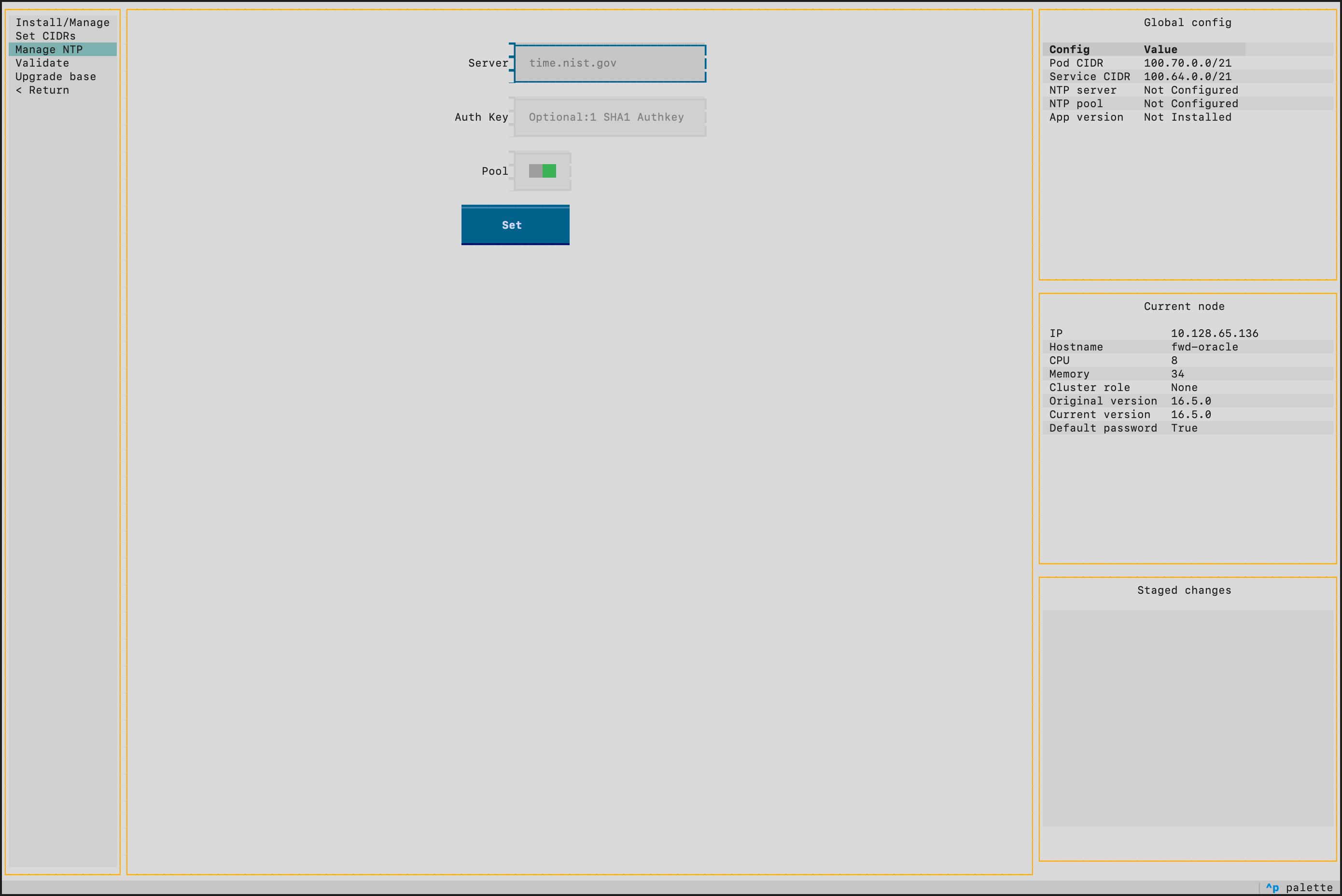 TUI Cluster NTP