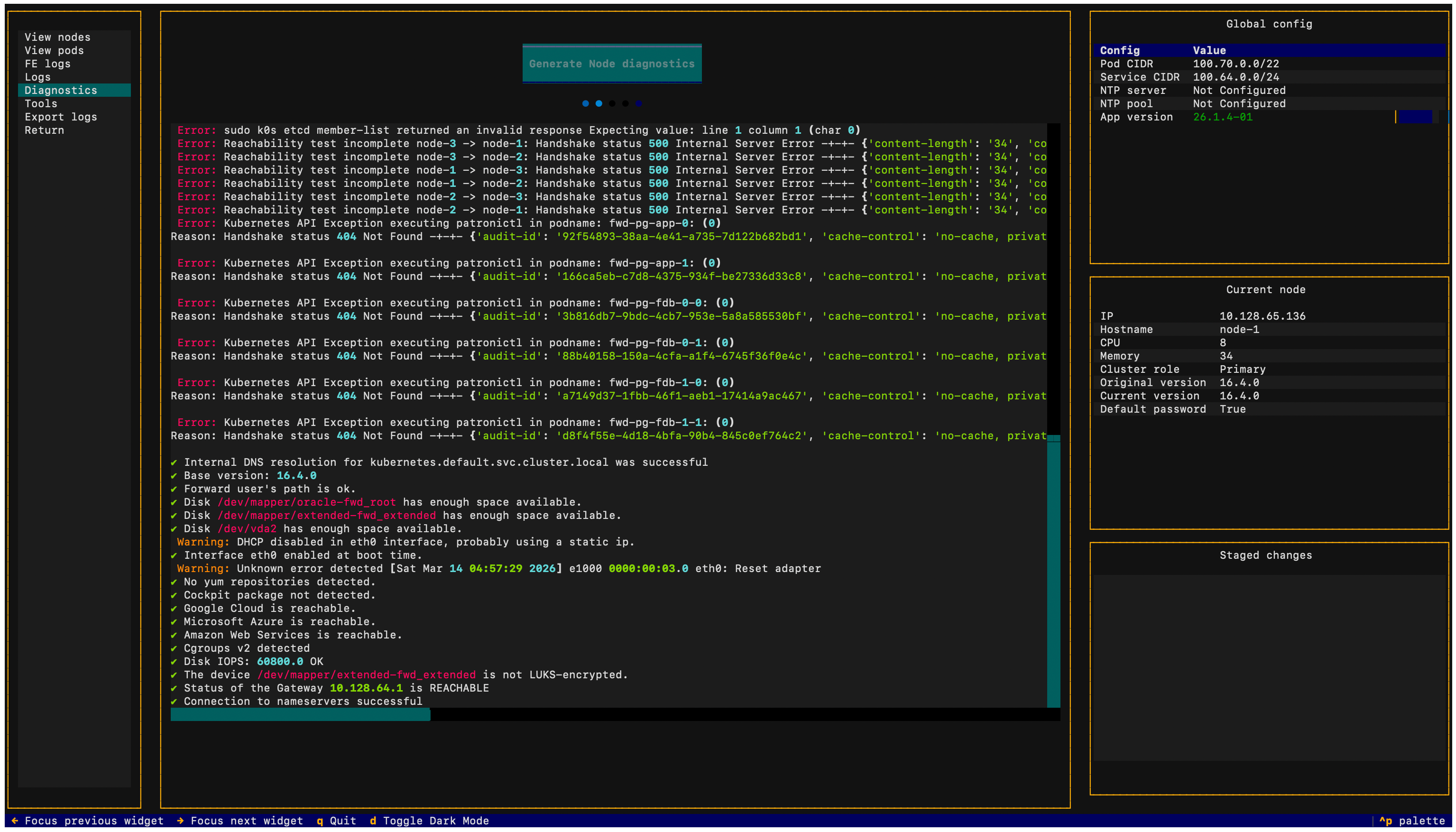 TUI Diagnostics progress