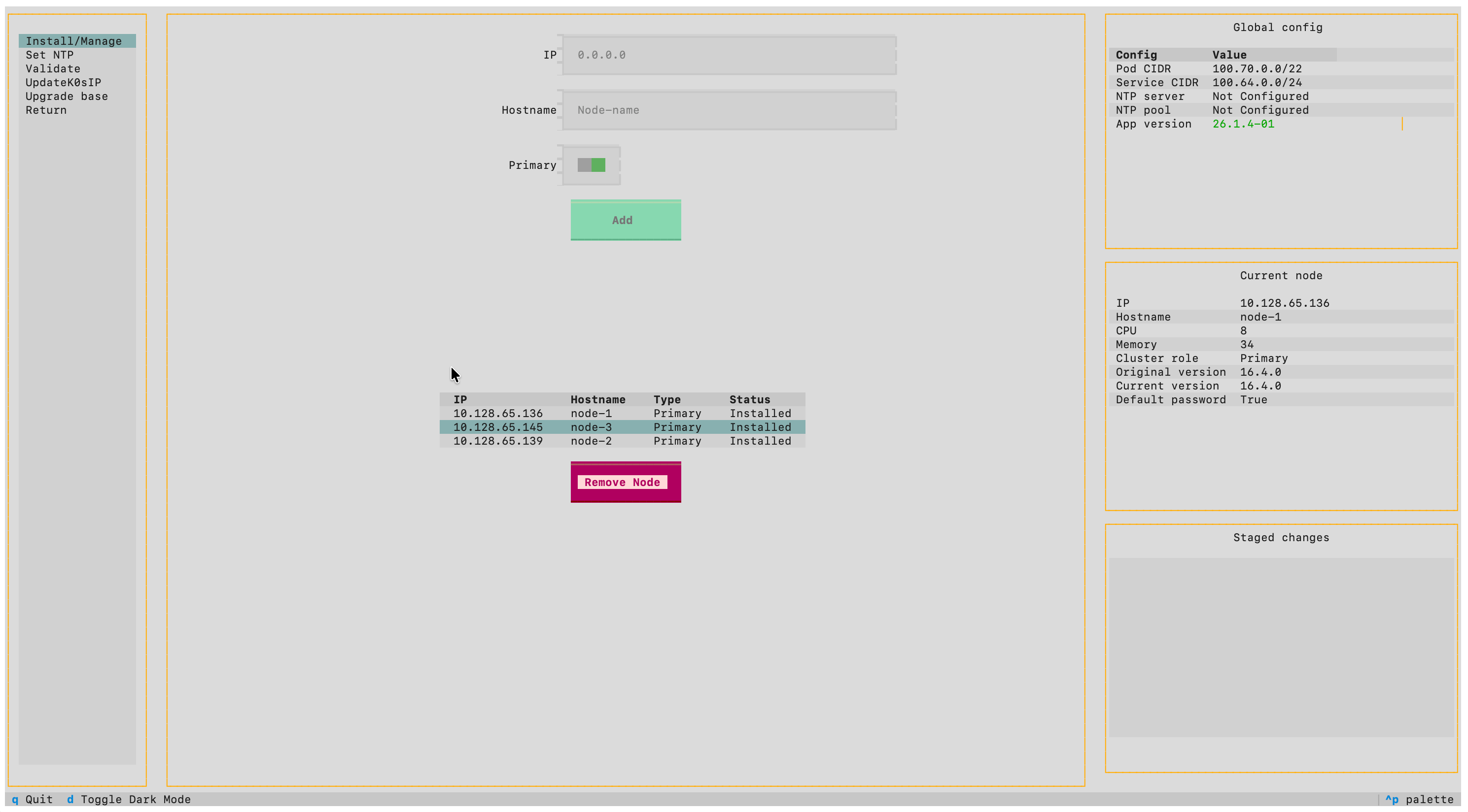 TUI Cluster Remove Node