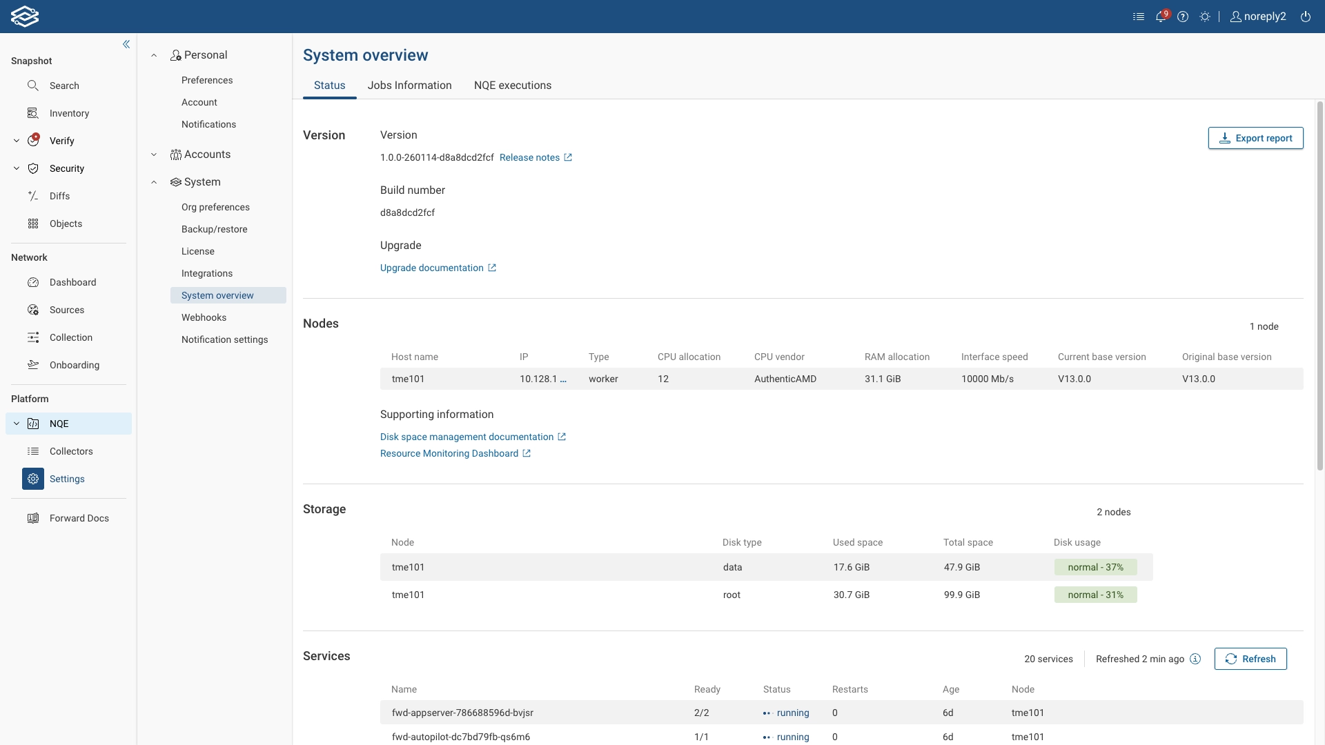 System Overview Status