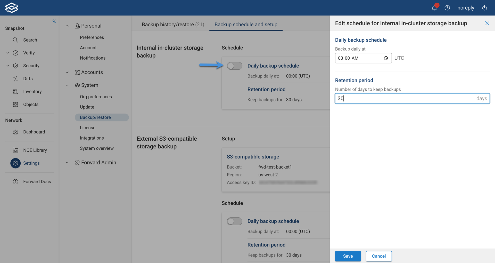 Backup in-Cluster Schedule