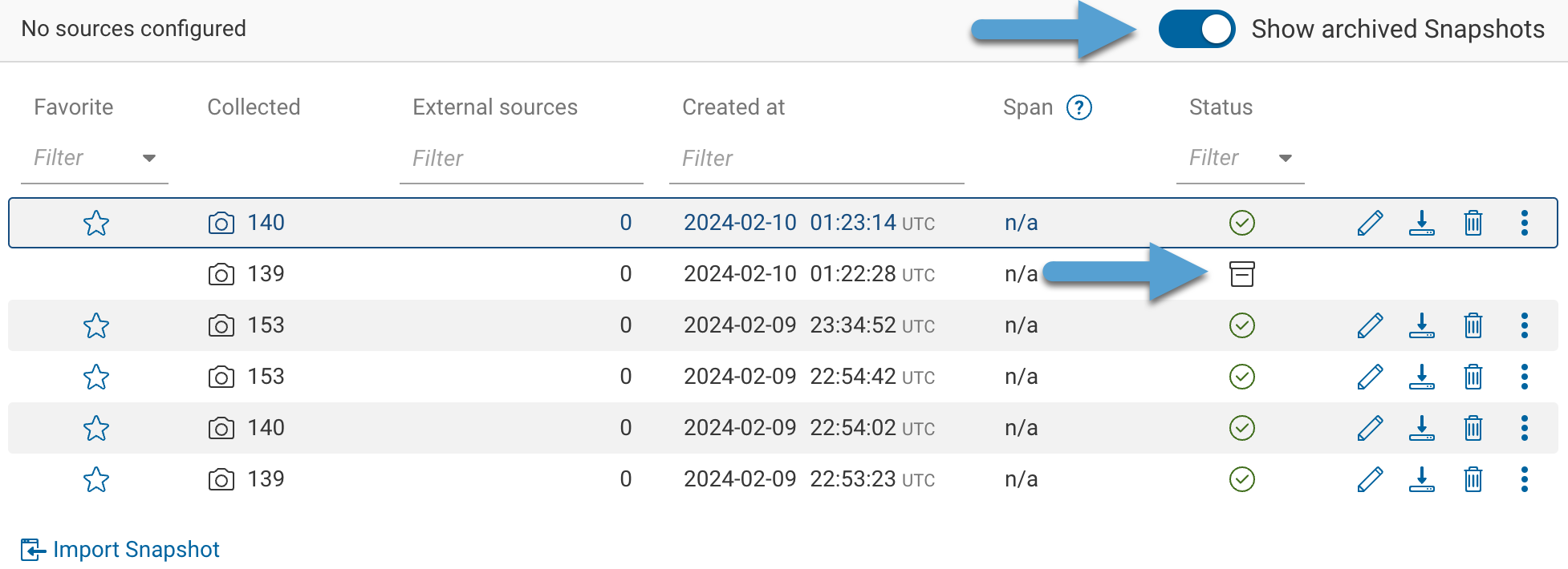 Viewing Archived Snapshots