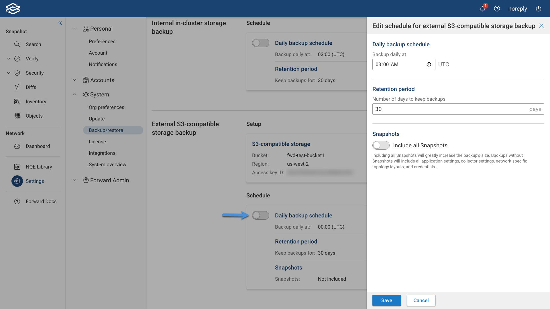 Backup AWS S3 Schedule